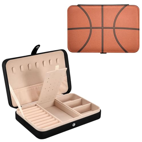 Bolaz Leather Jewelry Box Jewelry Case Storage Box Basketball For Rings Earrings Necklaces pattern 1