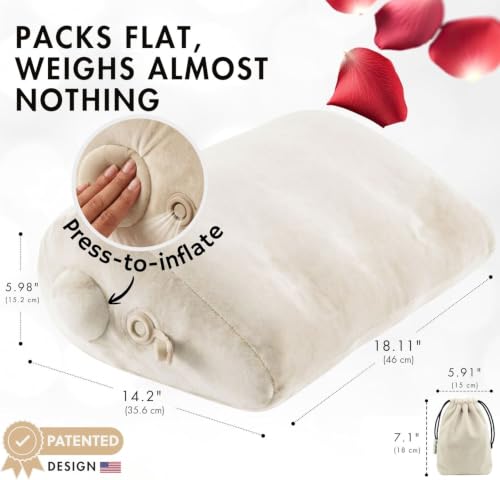 Beige Maison Cozy inflatable wedge pillow for travel and leg elevation, providing comfortable body support during sleep.