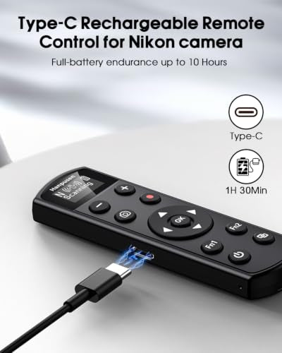 for Nikon Camera Remote Control, Hanpusen Rechargeable Wireless Shutter Release with OLED Screen for Nikon Z6 III/Zf/Z5II/Z50/Z50 II/ZR/Z fc/P1000/P1100/P950/A1000/Z6 II/Z30/Z5/Z7 II, Replace ML-L7