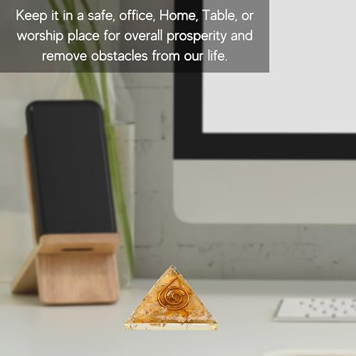 Yellow Aventurine Orgone Pyramid - 30mm Small Orgonite Pyramids with Crystals and Healing Stones - Authentic Organite Gifts Yellow Aventurine Orgonite Pyramid - 30mm