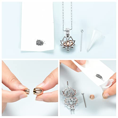 Imrsanl Cremation Jewelry for Ashes - Lotus Flower Ashes Pendant Necklace with Mini Keepsake Urn Memorial Ash Jewelry Rose Gold