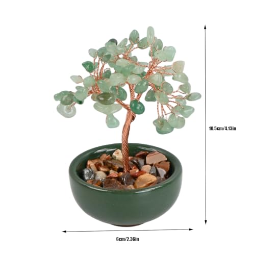 Green aventurine Crystal Tree of Life, Healing Quartz Crystal Stones Feng Shui Money Tree for Positive Energy Office Decor and Bedroom Ornaments, Spiritual Gifts for Women