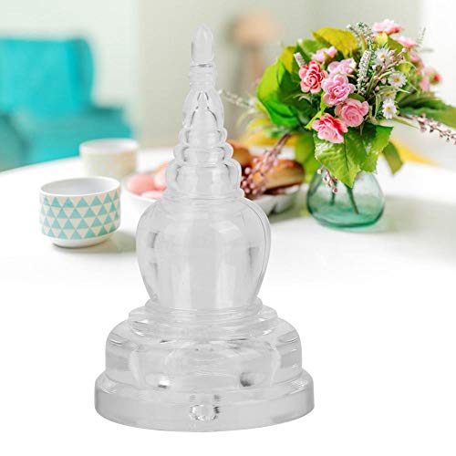 HEEPDD Crystal Stupa Buddhist Dagoba Tower Statue, Handcrafted Acrylic Meditation Decor, 3 Inch Serene Home Temple Ornament for Mindfulness Practitioners, Yoga Enthusiasts, and Spiritual Gift Giving