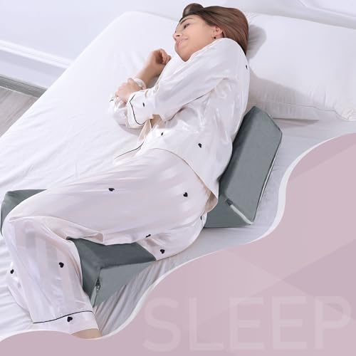 BALAPET 2 Pcs Small Wedge Pillow for Sleeping，Premium Foam Bed Pillow for Side Sleeping,Triangle Wedge Pillow for Leg Elevation,Yoga,Reduce Back Pain(Gray) Gray
