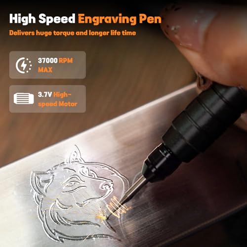 HARDELL Engraving Pen, Electric Micro Engraving Pen Tool Kit, USB Rechargeable Cordless Rotary Tools, Professional Portable DIY Engraver Machine for Metal Glass Ceramic Plastic Wood Jewelry-Black Black