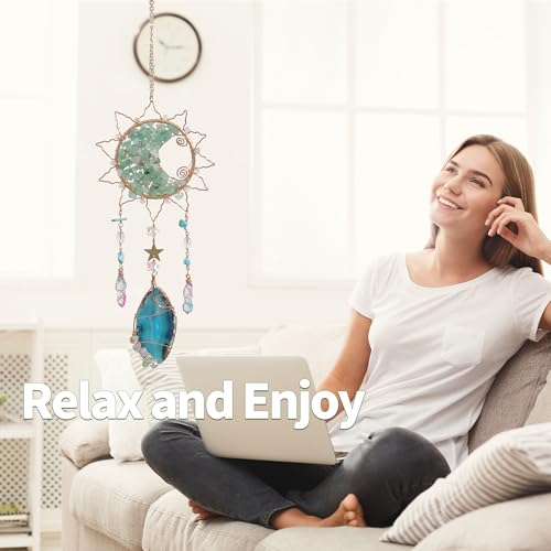 Boho Crystal Sun Catcher Indoor Window Prism Suncatcher Crystals Green