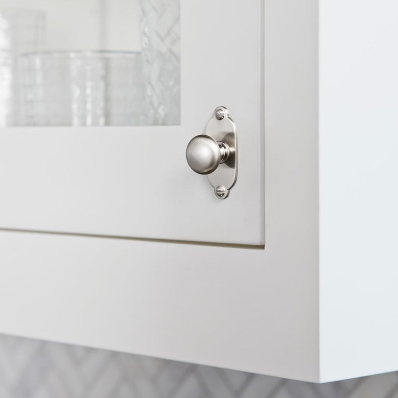 Goo-Ki Brushed Satin Nickel Zinc Alloy Cabinet Knob with Backplate - Single Hole Center Cabinet Pull Hardware for Bedroom, Kitchen, 2 Pack（8611-G013） Standard