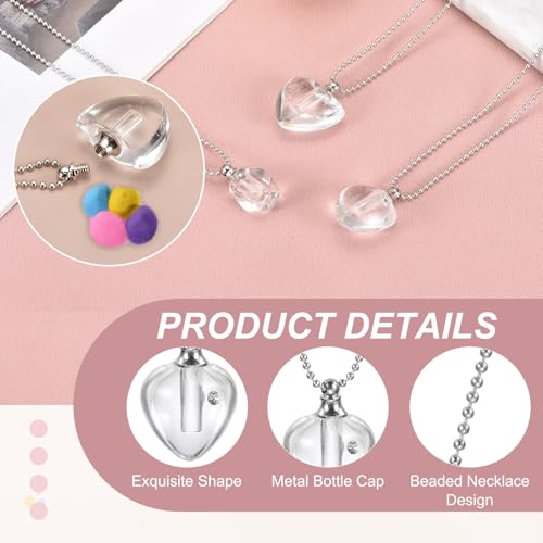 sourcing map Vial Necklace, Stainless Steel Glass Heart Shaped Perfume Bottle Pendant Necklace Ashes Urn Vial Pendant Openable Bottle 10