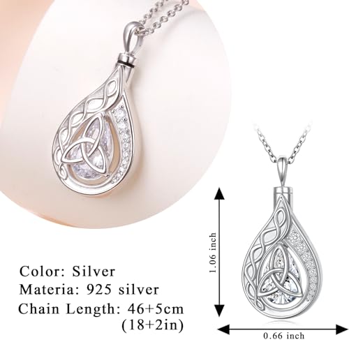 DAOCHONG Celtic Knot Teardrop Urn Necklace Memorial Jewelry for Women Teardrop Urn Necklaces