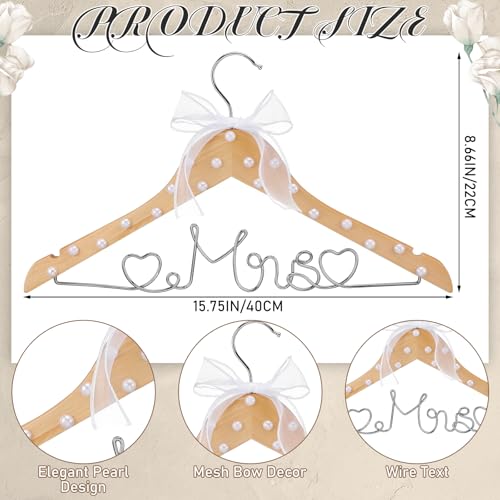 Honeydak Wood Bridal Hanger for Wedding Dress,Natural,Pearl Natural Pearl