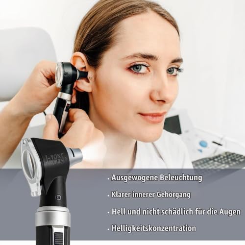 Portable Otoscope Kit: Otoscope with LED Light, Direct Lighting Ear Care Tool, 3x Magnification, 8 Caps and 1 Storage Case, Diagnostics for Children and Adults, for Home Use and Clinic