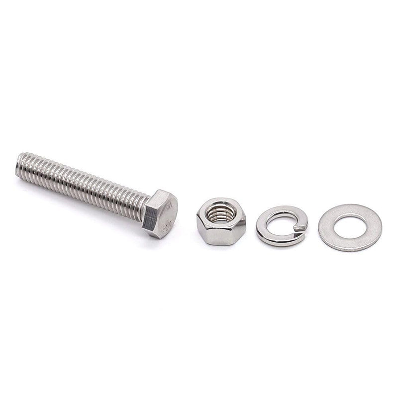 [Australia - AusPower] - 6 Sets M12-1.75 x 50mm Hex Bolts with Hex Nuts and Flat & Lock Washers Hardware Assortment, 304 Stainless Steel 18-8, Full Thread UNC 6 