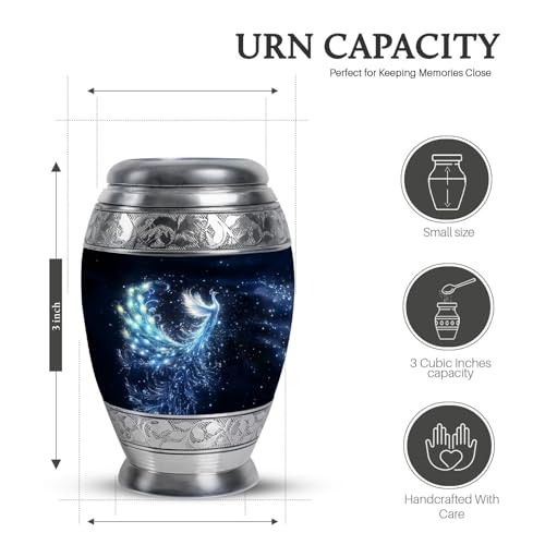 Blue Peacock Mini Urns 3 Inch for Adult Women, Urn for Adult Male Ashes Peacock-2 3 Inch Keepsake