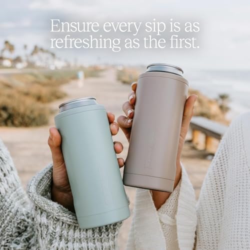 BrüMate Hopsulator Slim Can Cooler Insulated for 12oz Slim Cans | Skinny Can Insulated Stainless Steel Drink Holder for Hard Seltzer, Beer, Soda, and Energy Drinks (Houndstooth) Houndstooth