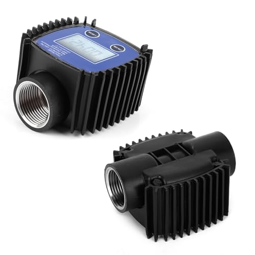 Digital Flow Meter, 5-120 L/Min 1 Inch Turbine Flow Meter with LCD Display, 1% Accuracy Diesel Fuel Flow Meter for Alcohol, Petrol, Chemical Liquids