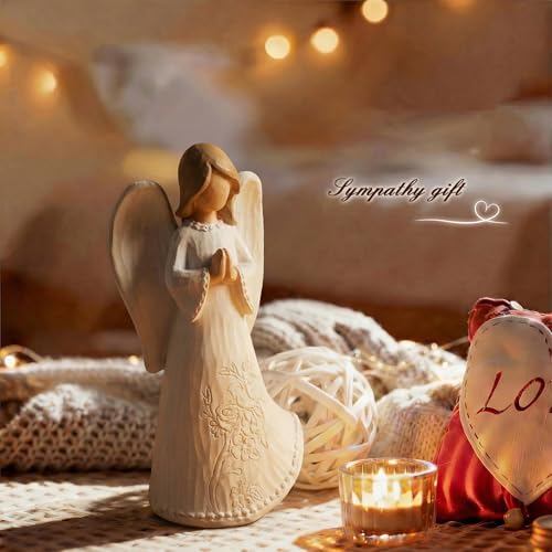 Sympathy Gifts for Loss of Loved One, Hand-Painted Praying Angel Figurine