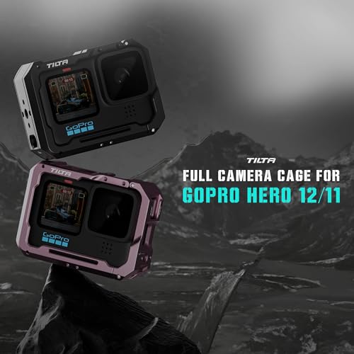 Tilta Full Camera Cage Compatible with GoPro Hero 13/12/11/10/9 Titanium Gray | Professional Cage | Aluminum Build | Two Threads | Cold Shoe Mount | Quick Release | TA-T42-FCC-TG