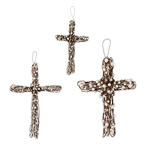 Mud Pie Medium Beaded Wire Crosses; 10" x 6"