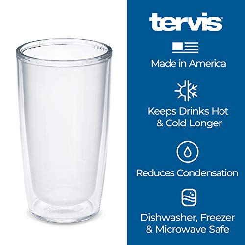 Tervis Crystal Clear Tabletop Made in USA Double Walled Insulated Tumbler Travel Cup Keeps Drinks Cold & Hot, 16oz - 4pk, Classic