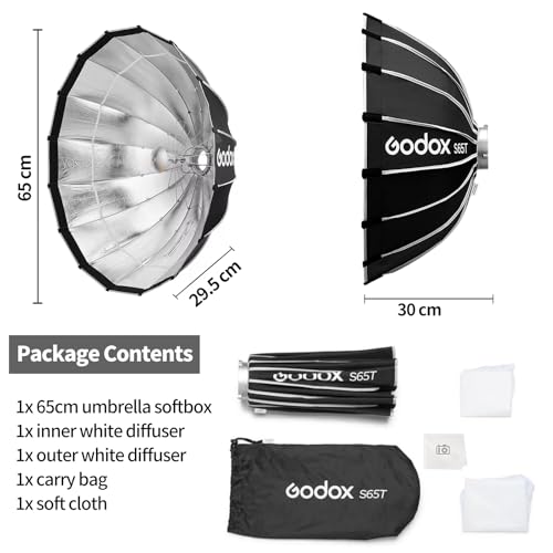 Godox Quick Release Softbox S65T 65cm/25.6in,Umbrella Bowens Mount Softbox
