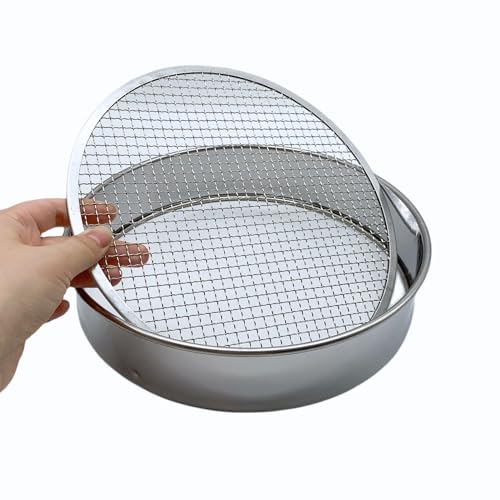 Vonoso stainless steel soil sifter set with three sieve meshes for rocks and sand