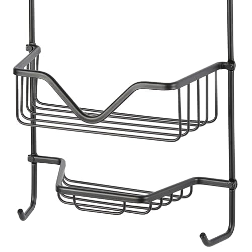 Bath Bliss 3 Tier Aluminum Shower Caddy | 2 Shelves | 1 Soap Dish | 2 Razor Hooks | Bathroom Storage | Holds Large Bottles | Black