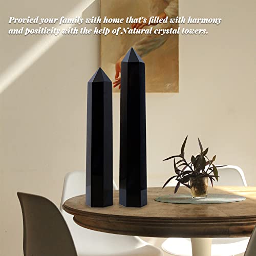 Apengshi Large Black Obsidian Crystal Tower Natural Healing Crystal Wand Single Pointed Stones Reiki Chakra Gemstone Therapy Home Decor Witchcraft Gift 5.11-5.9"
