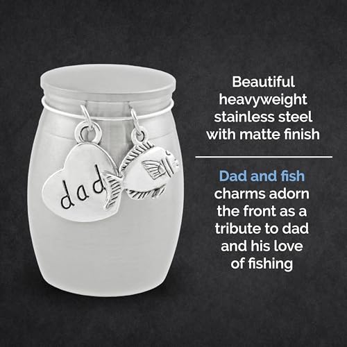 Small Urn for Dad Fishing Keepsake Miniature Ashes Holder Loss of Father