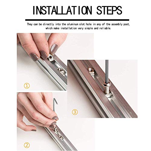 BVO 3030 Series M3 T-nuts, nickel-plated carbon steel hammer head fasteners for aluminum profiles, 100 pieces