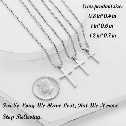 RWQIAN Stainless Steel Cross Necklace for Men Silver/Gold/Black Cross Necklace for Women Small Cross Pendant Necklace Simple Jewelry Cross Chain for Mens Silver 0.7 * 1.2" 22 Inches