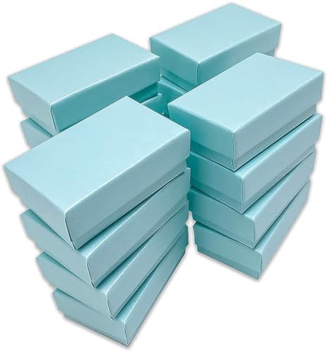TheDisplayGuys 100 Cardboard Jewelry Gift Boxes with Inserts - Turquoise Pearl Teal 2.62x1.62x1 Inch (Pack of 100) 2.6" x 1.6" x 1.0" (#21)