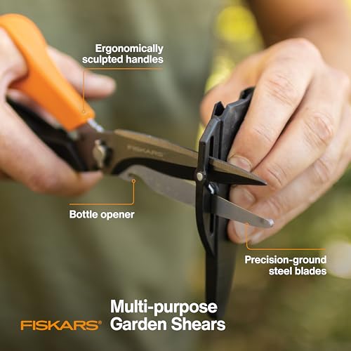 Fiskars 9-inch 7-in-1 heavy-duty garden scissors multi-tool with sheath