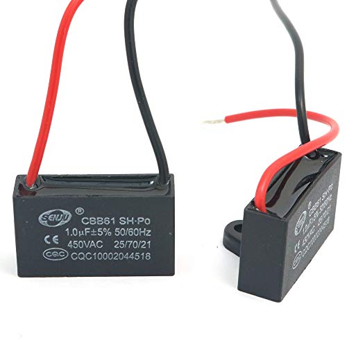 DollaTek 2pcs CBB61 1uF 450V AC 50/60Hz Air Conditioning Fan Motor Running Capacitor 1uF