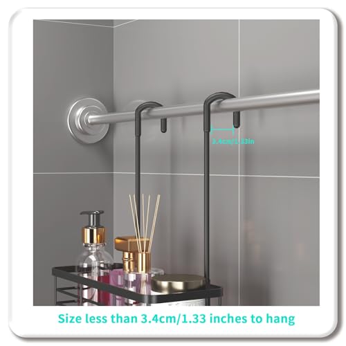 HapiRm Hanging Shower Caddy Organizer - No Drilling Shower Organizer with Hooks, Rustproof & Waterproof 304 Stainless Steel Bathroom Shelves - Black 2 Basket