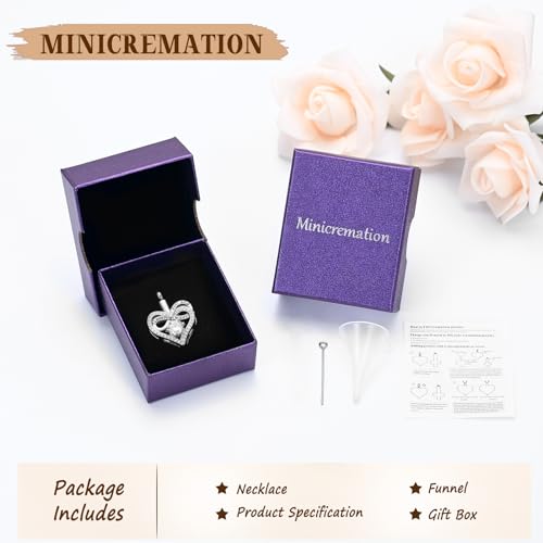 Minicremation Urn Necklace for Ashes Infinite Heart Urn Pendant I Love You Forever Cremation Pendant for Women Ashes Necklace Keepsake Memorial Ash Jewelry Silver-White