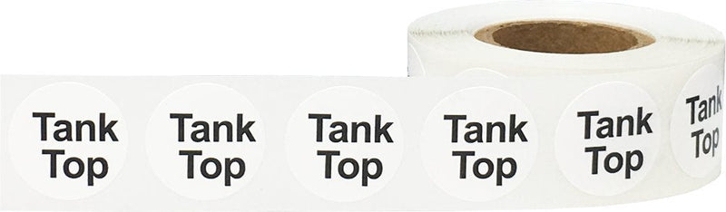 White Circle Tank Top Clothing Size Stickers for Retail Apparel 0.75 Inch 500 Total Adhesive Labels