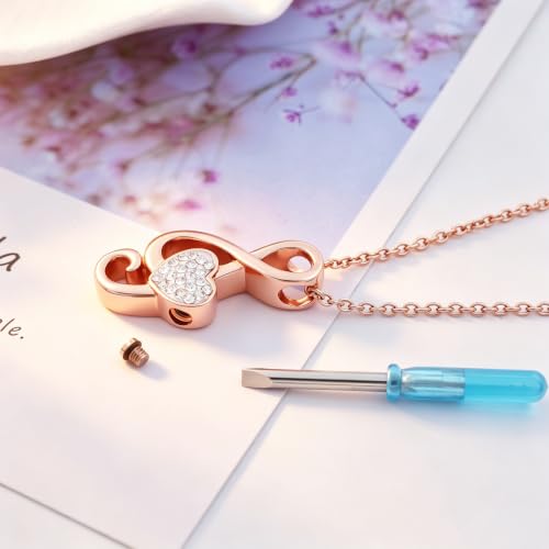 Music Note Urn Ashes Pendant Rhinestones Memorial Keepsake Jewelry Ash Keepsake Holder Memorial Jewelry for Women Rose Gold