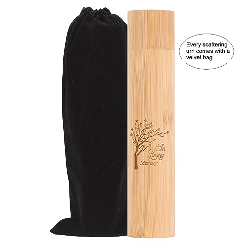 Up to 20 lbs Eco Bomboo Scattering Urn with Velvet Bag– Biodegradable Scattering Tube for Ashes - Travel Urn for Human Ashes (Set of 4, Tree of Life) Set of 4