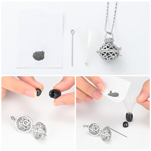 Yinplsmemory Cremation Jewelry Urn Necklace for Ashes with Mini Keepsake Jar Silver&black