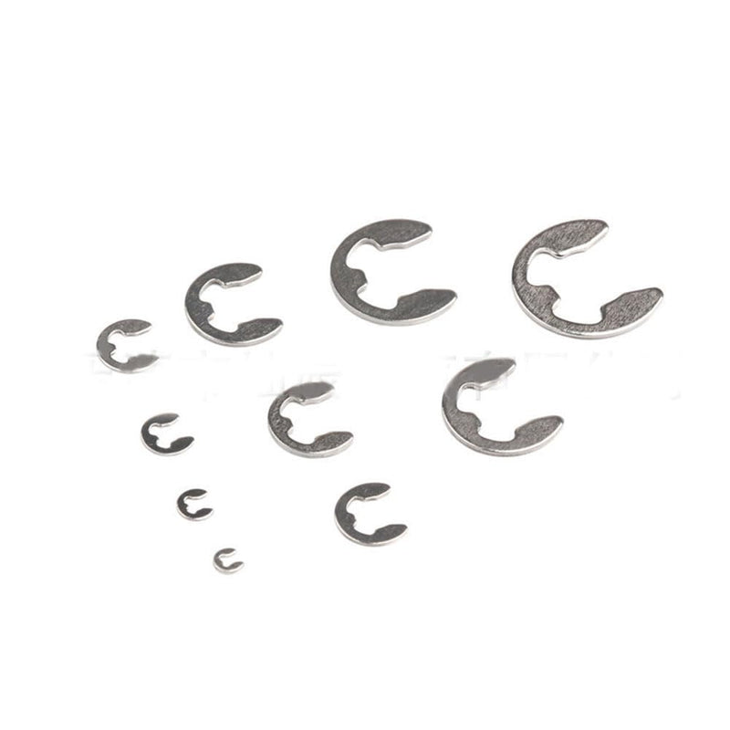 120/200 PCS/Box 304 Stainless Steel Stainless Steel E Clip Washer Assortment Kit Circlip retaining Ring for Shaft Fastener M1.5~M10 (120) 120