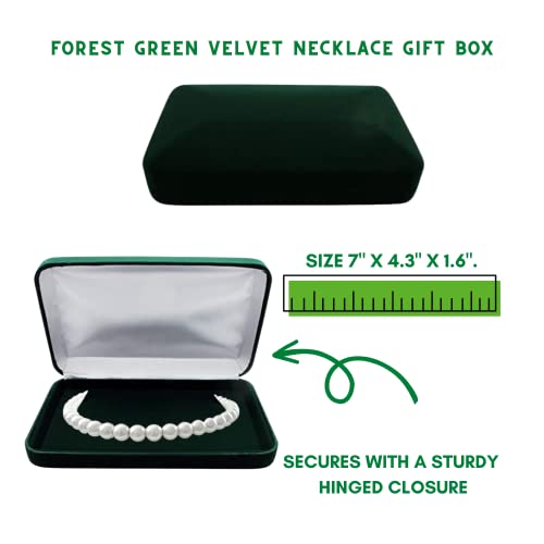 Forest Green Velvet Necklace Gift Box Travel Storage Display Case 7x4.3 Forest Green Velvet Necklace Gift Box 7" x 4.3"
