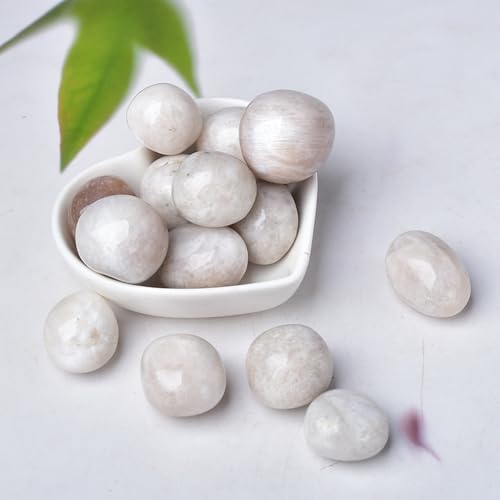 Erliway 1PC White Moonstone Tumbled Crystal, 1.2-2" Healing Crystal Stone