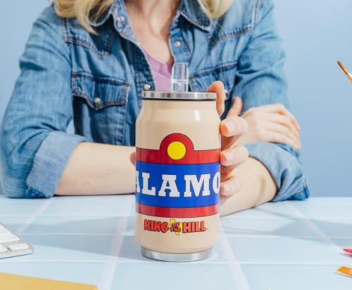 Silver Buffalo King Of The Hill Alamo Beer Logo Stainless Steel Drinking Can With Spill-Resistant Lid | Double-Walled Metal Tumbler | Holds 9 Ounces (Pack of 2) 9 Ounces (Pack of 2)