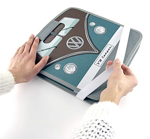 BRISA VW Collection - T1 Bus Camper Collapsible Storage Box & Shopping Bag Petrol/Brown VW T1 Bus