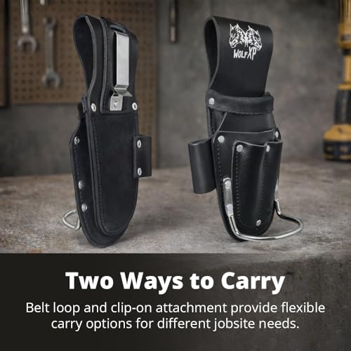 WOLF XP WWTH6086X heavy-duty genuine leather plier and tool holster with hammer holder and belt clip