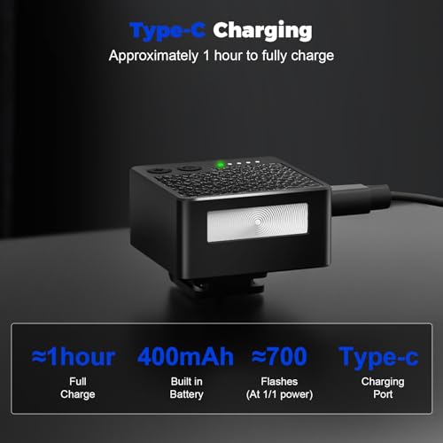 CF2 Mini Camera Flash-Aluminum Hot Shoe Flash,GN10,5 Power Levels Manual Camera Flash for Sony ZV1/Ricoh GR3/Fuji/Canon/Nikon/Mini Flash for Film Camera DSLR(Black).