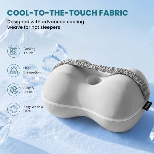 Leg & Knee Pillow for Side Sleepers - Smooth Spine Alignment Pillow - Memory Foam Knee Pillows for Back Hip Pain, Spine Aligning, Sciatica, Surgery Recovery, Pregnancy Light Grey-regular