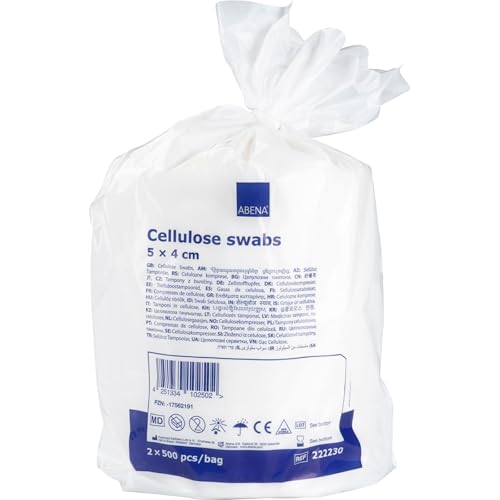ABENA Cellulose Swab Rolls 5cm x 4cm 1000 12ply | 2 rolls x 500 pieces, lint-free, non-sterile