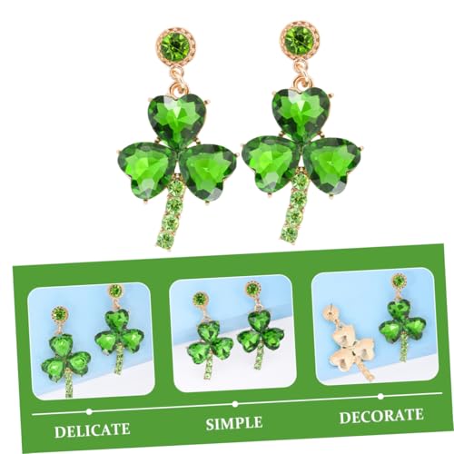 Shamrock Earrings Studs for St Patricks Day Sparkly Rhinestone Leaf Earrings Elegant Holiday Festival Accessories for Women Party