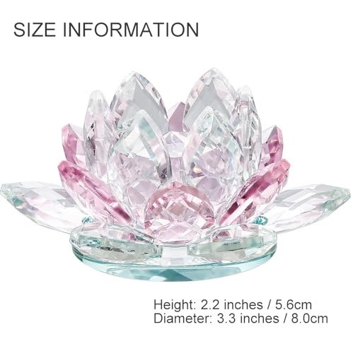 Crystal Lotus Flower Bicolor - Hue Reflection Glass Lotus Flower Feng Shui Home Decor Lucky Charm Crystal Figurine with Gift Box Collectible Figurines (Pink, 3.3 inches) Pink